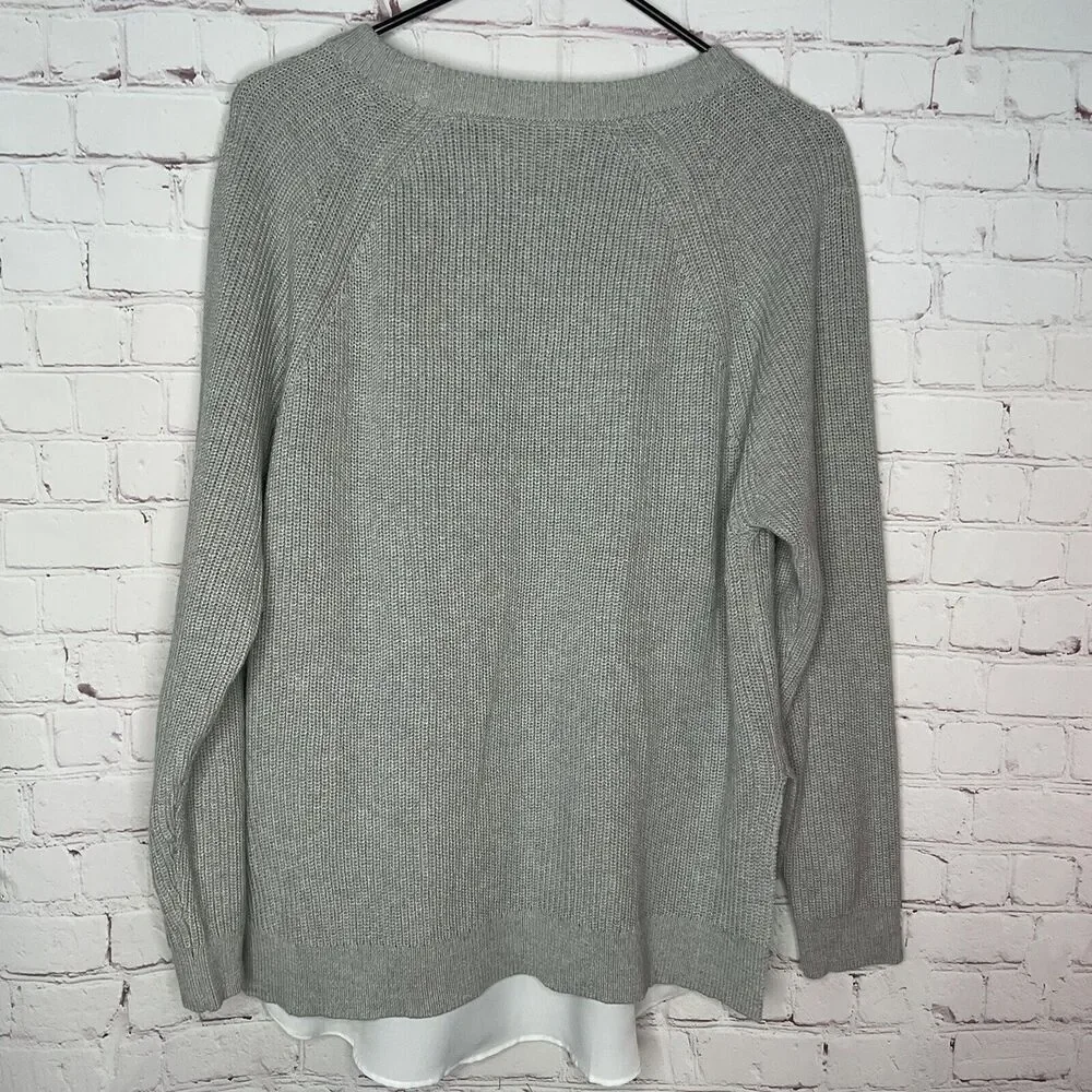 Lauren Ralph Lauren Women’s Large Layered  Hem Long Sleeve Top Crew Neck Sweater